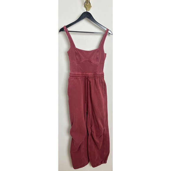 FREE PEOPLE Movement Inbound Onesie Stretch Jumpsuit in Crimson Size Small - Picture 3 of 10
